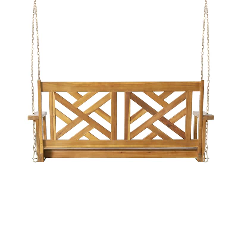 Acacia Wood Porch Swing with 8' Chains and 800lb Capacity