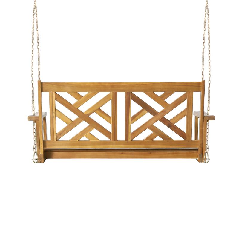 Alejandro Acacia Wood Porch Swing - 49" Teak Outdoor Swing with 800lb Capacity