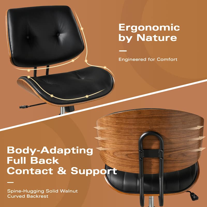 OVIOS Armless Adjustable Rivet Design Office Chair - N/A