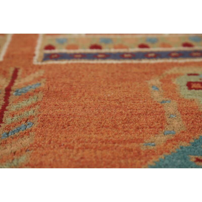 Hand Knotted Oriental 100% Wool Carpet Traditional Tribal Oranges & Rust Heriz (serapi) Runner Rug - 10' 3'' X 4' 0''