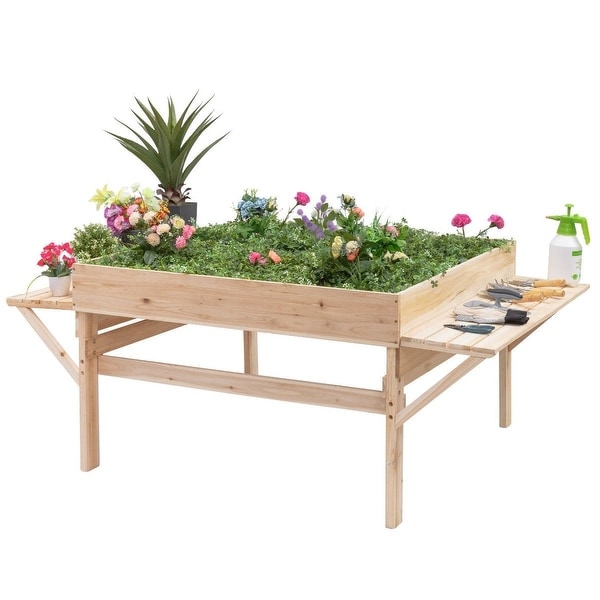 Shop Solid Fir Wood Large 6 ft x 4 ft Elevated Garden Bed ...