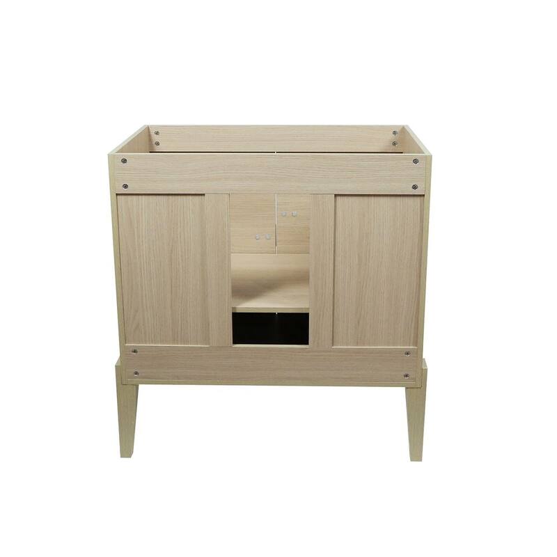 31.5" Single Sink Vanity In Neutral Finish With White Composite Granite Top