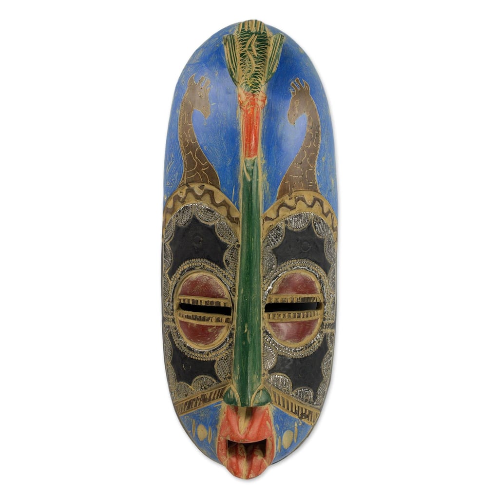 Handmade Giraffe Art African wood mask (Ghana)
