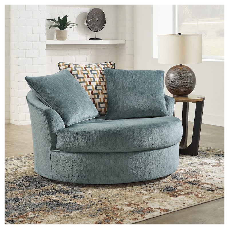Signature Design by Ashley Laylabrook Oversized Swivel Accent Chair - 56" W x 55" D x 35" H - Teal