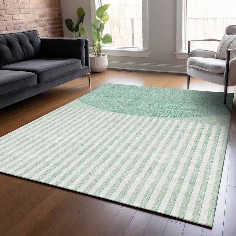 Machine Washable Indoor/Outdoor Contemporary Mod Chantille Rug