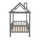 preview thumbnail 18 of 30, Twin Size House Bed with Fence, Semi-enclosed Play Platform Bed with Roof and Chimney Decoration, for Kids Bedroom