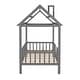 preview thumbnail 10 of 21, Twin Size Wood House Bed with Roof, Fence, and Chimney, Sturdy Pine Frame, Perfect for Kids' Bedrooms