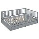 preview thumbnail 120 of 118, Roomfitters Twin Size Wood Daybed with Fence Guardrails, 2 Storage Drawers, Convertible Floor Bed, and Built-In Shelving