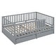 preview thumbnail 100 of 118, Wood Cribs Convertible Toddler Bed with Fence Guardrails and 2 Drawers Split into Independent Floor Bed and Daybed Slat Support