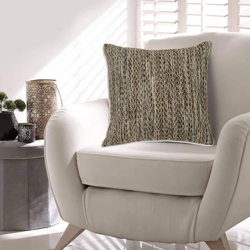 Nera 20 Inch Accent Pillow Set of 4, Distressed Chevron Pattern, Tan Black