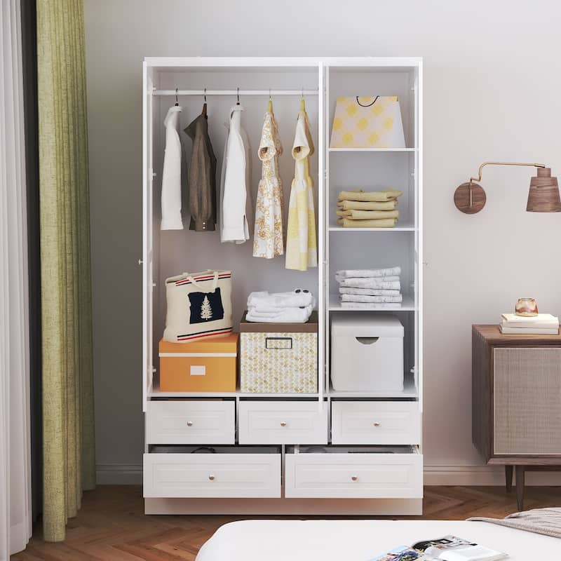 78.7"H Combo Twin Wardrobe Set Elegance Meets Utility Armoires Closet