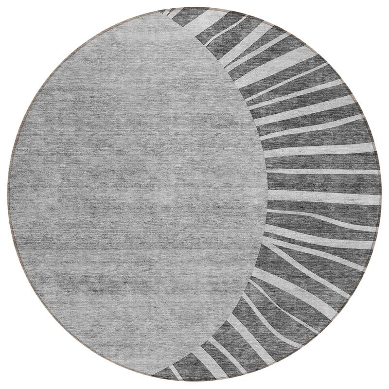 Machine Washable Indoor/ Outdoor Chantille Modern Sunburst Rug