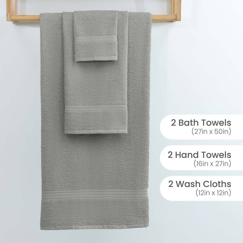 Superior Miami 100% Cotton 6-Piece Towel Set - Lightweight & Quick Drying