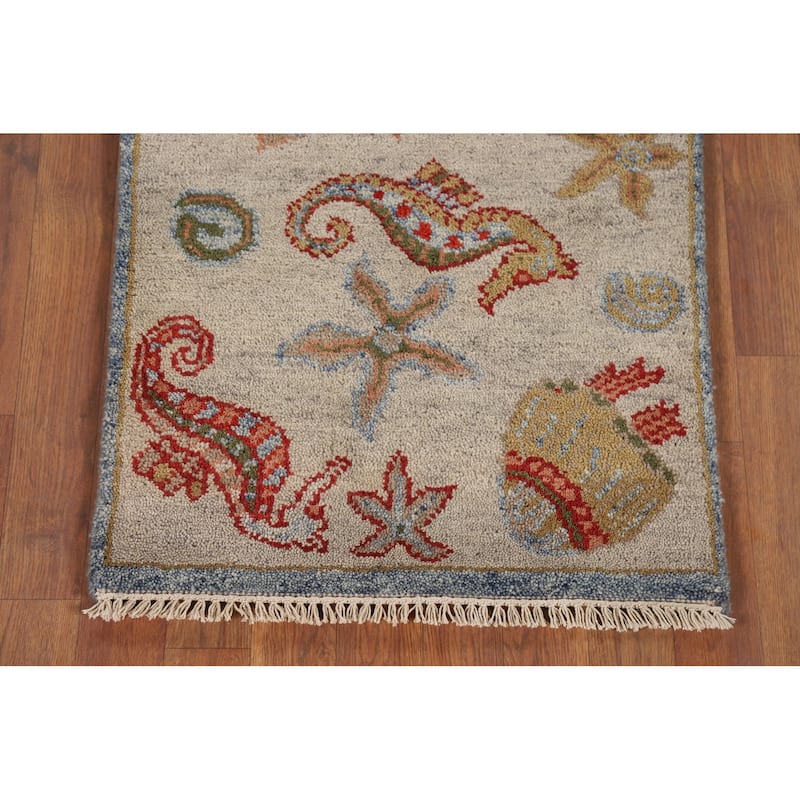 Animals Design Art Deco Accent Rug Handmade Oriental Wool Carpet - 2'0" x 3'0"