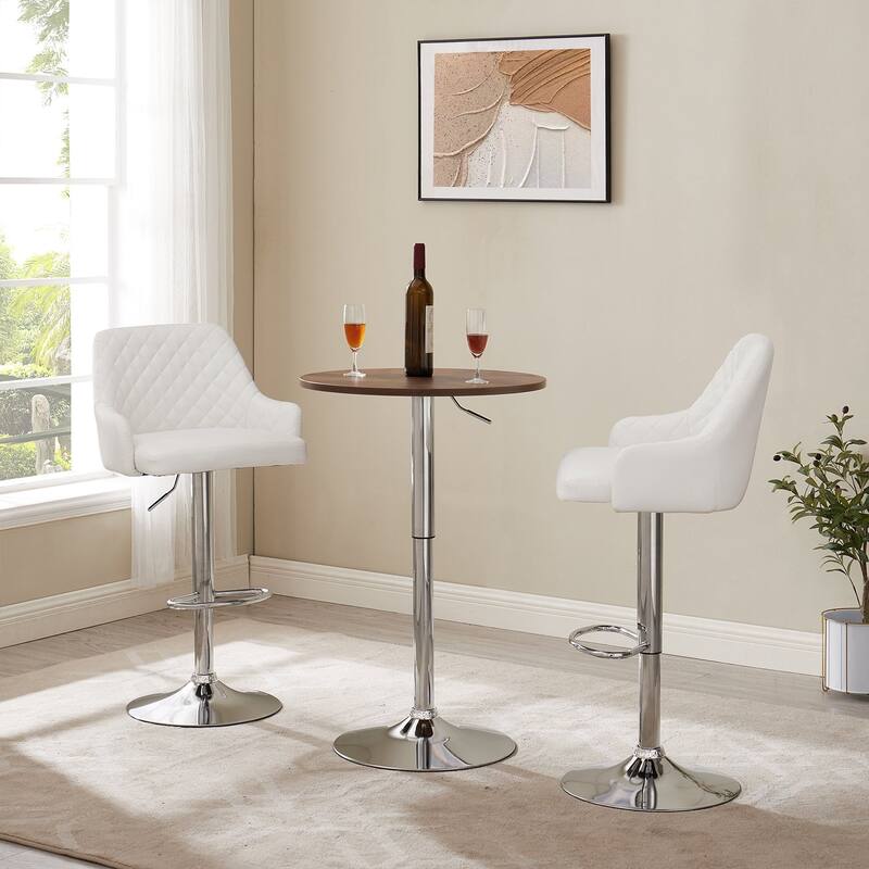 Javlergo Bar Stools Set of 2 Adjustable Swivel PU Leather Counter Height Barstools with Arm and Back