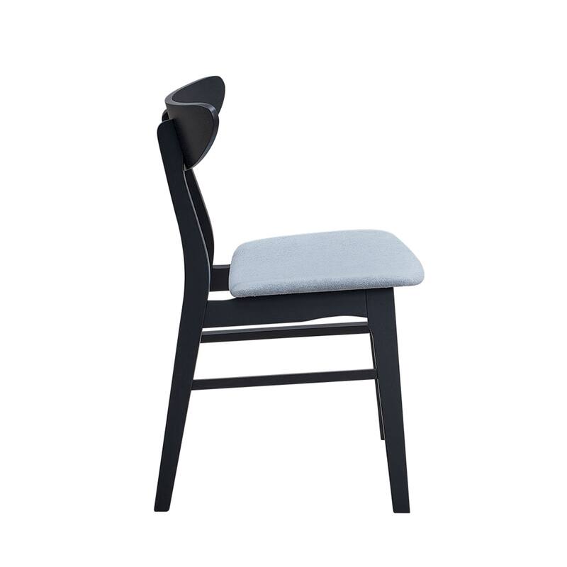 Modern Soft Upholstered Dining Chairs Set of 2, with Solid Rubber Wood Frame