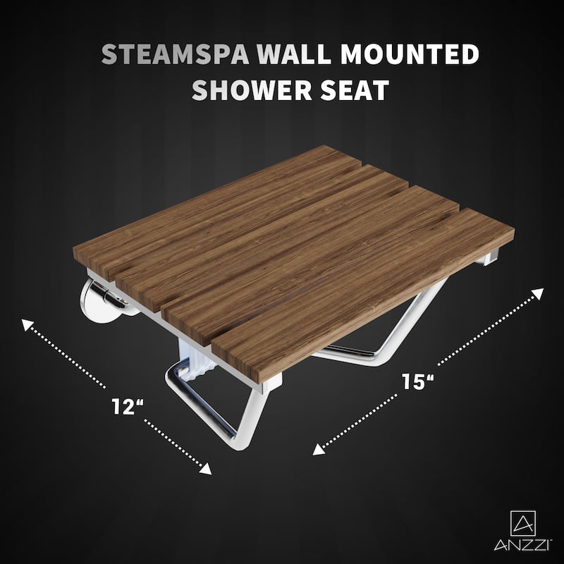 SteamSpa Teak Wood Wall Mounted Shower Seat