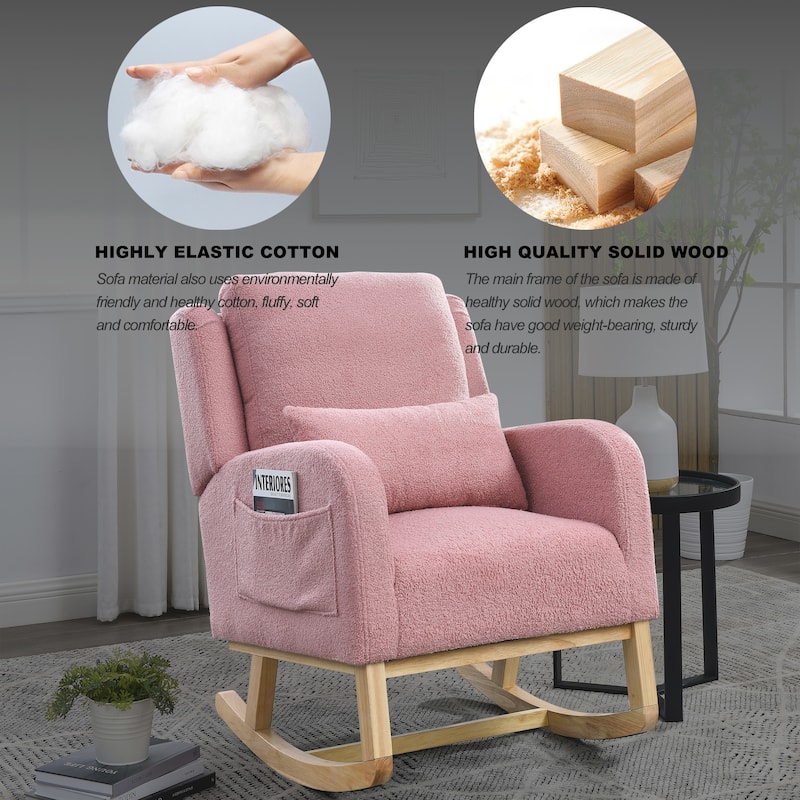 27.5" High Back Rocking Chair with Lumbar Pillow