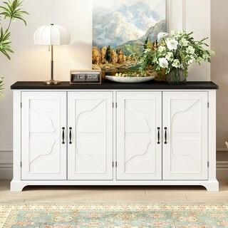 Wooden Sideboard Accent Storage Cabinet / Cupboard Console Table Carved ...