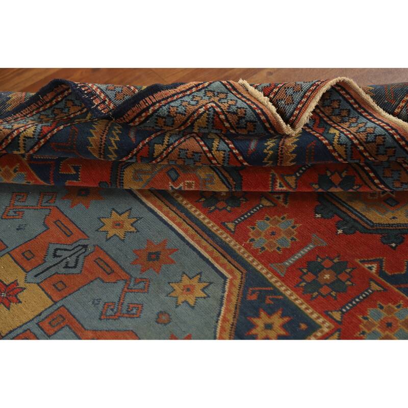 Hand Knotted Oriental 100% Wool Carpet Traditional Tribal Oranges & Rust Kazak Area Rug - 6' 9'' X 4' 11''