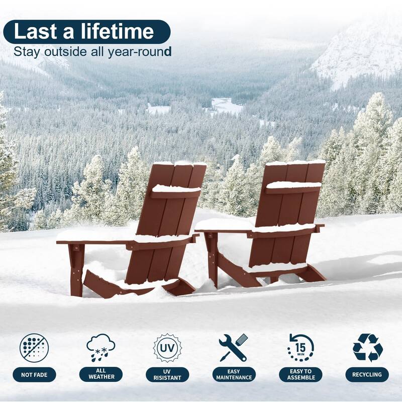 WINSOON All-Weather HIPS Outdoor Adirondack Chairs with Cup Holder Set Of 4
