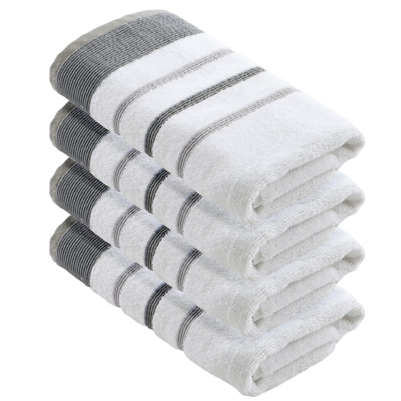 Linery & Co. Luxury Cotton Decorative Towel Set. - Hand Towel (Pack of 4) - Dark Grey / Light Grey.