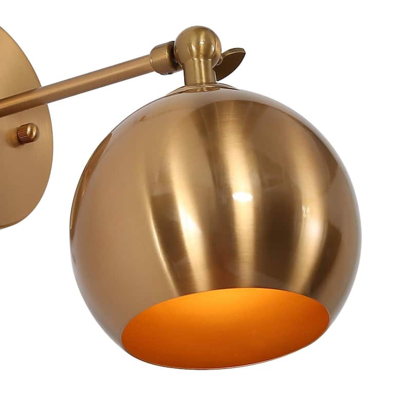 Modern Black Gold 1-Light Metal Globe Wall Sconces Industrial Armed Sconce