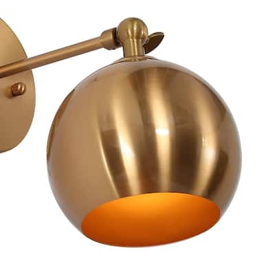 Modern Black Gold 1-Light Metal Globe Wall Sconces Industrial Armed Sconce