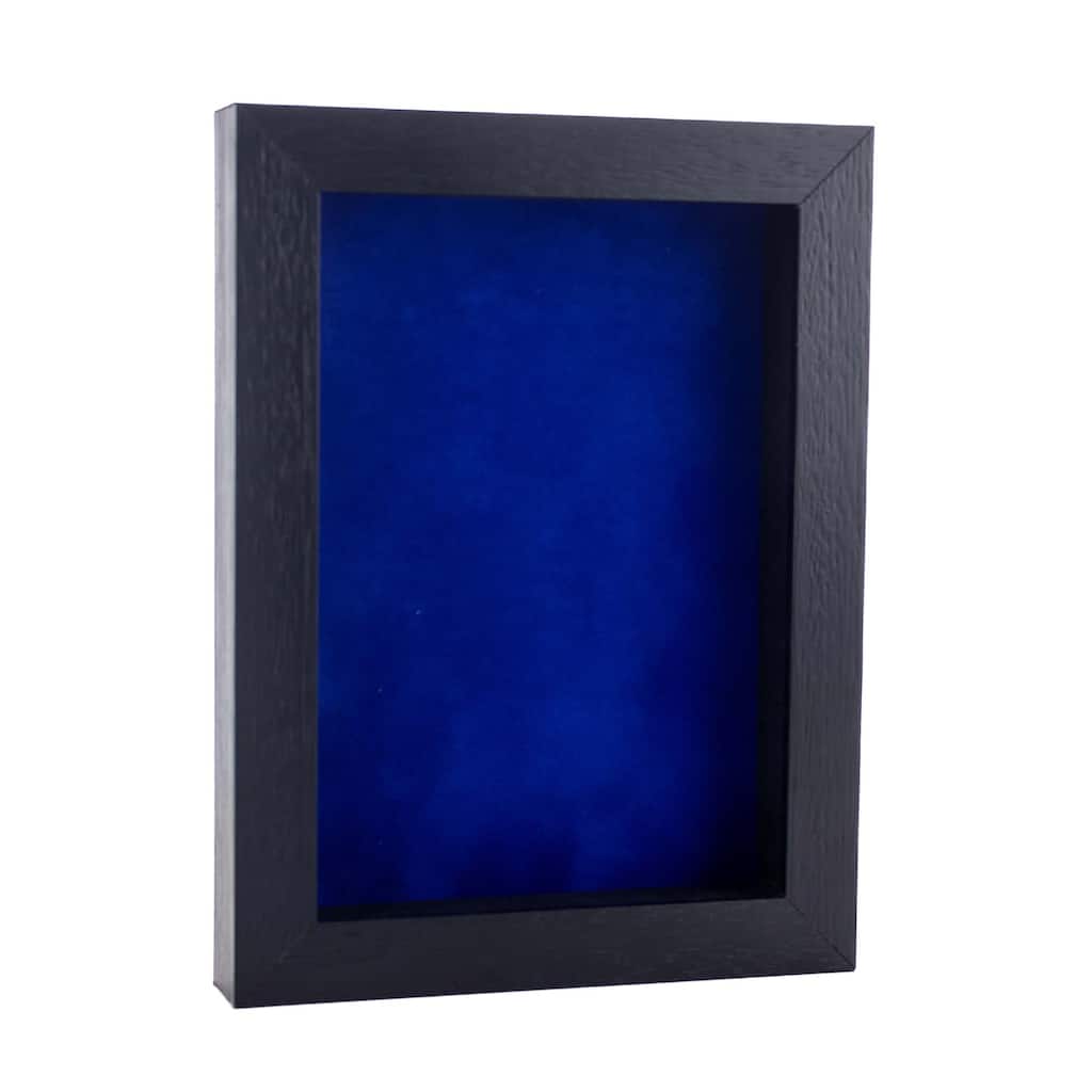 24x36 Shadow Box Frame Textured Black Wood | With a 3/4" Usable Display Depth | Includes a Royal Blue Real Suede Texture