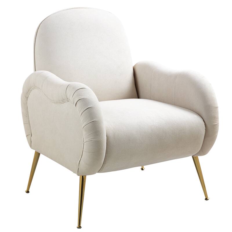 Fabric Armchair, Comfy Upholstered Single Sofa Chair with Metal Gold Legs, Modern Reading Chair for Living Room, Bedroom