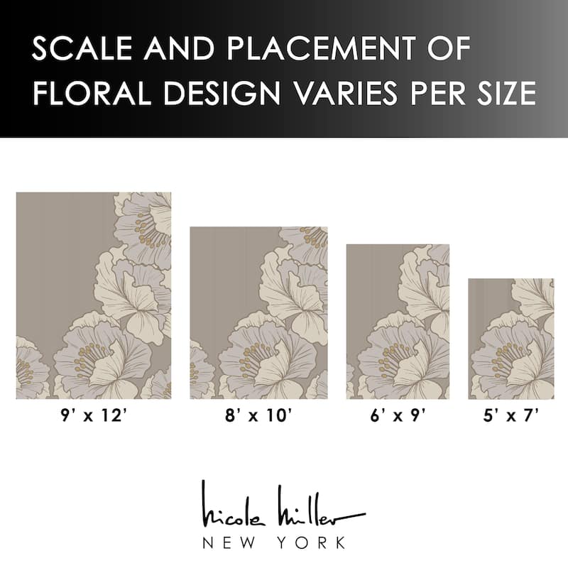 NICOLE MILLER NEW YORK Flora Grandeur Bloom Handcrafted Wool Area Rug