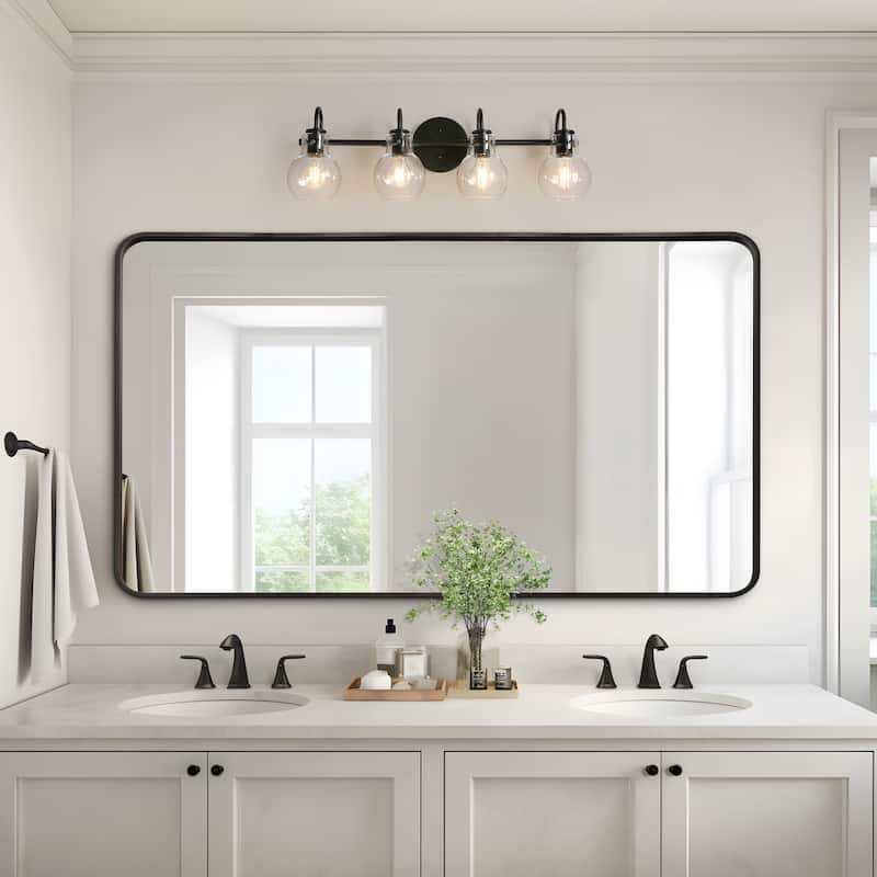 Olia Modern Black 3-Light Bathroom Vanity Light Orb Glass Wall Sconces Minimalist Design