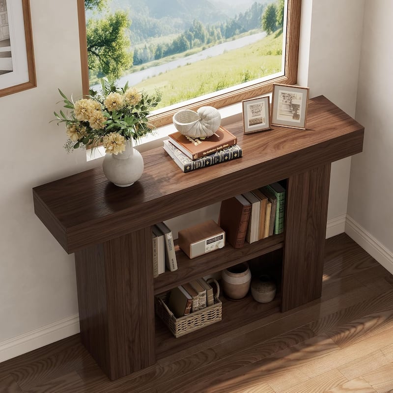 53-inch Console Table for Entryway, 3-Tier Sofa Table Behind Couch