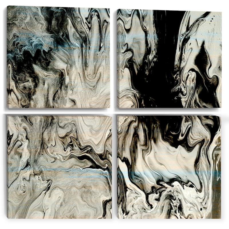 Designart "White, grey and White Marble Acrylic VII" Modern Canvas Wall Art Print