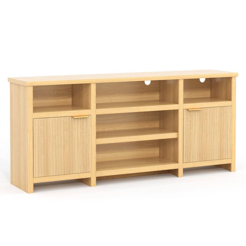 Pocassy 75 Inch Modern Media TV Console Table Cabinets with Doors