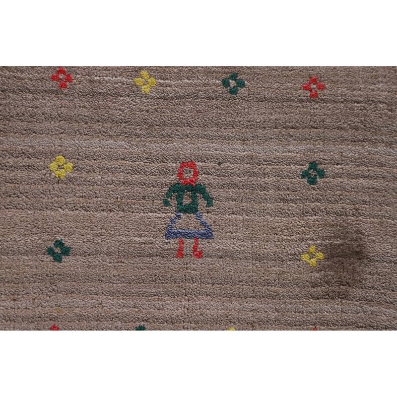 Striped Gabbeh Oriental Area Rug Handmade Wool Carpet - 7'10" x 9'8"