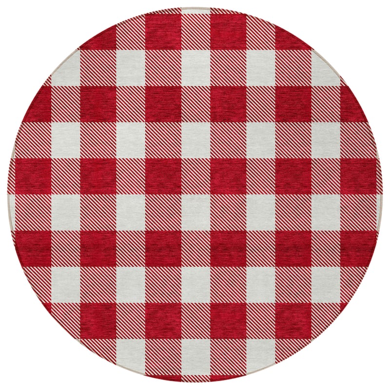 HomeRoots Plaid Transitional Rectangle Outdoor Rug