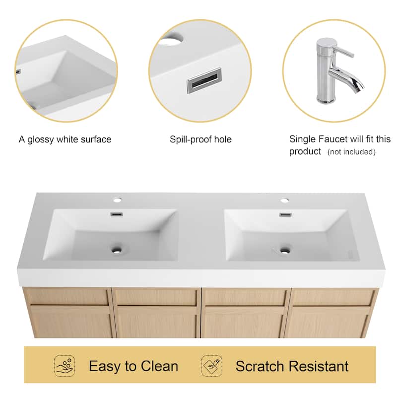 Malwee 30"/36"/48"/60" Bathroom Vanity with Sink, FreeStanding Vanity with Soft Close Doors and adjustable shelf