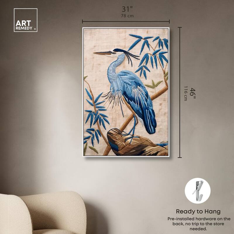 Needlework Heron Canvas by Art Remedy