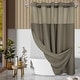 preview thumbnail 19 of 17, No Hook Slub Linen Texture Shower Curtain with PEVA Snap-in Liner