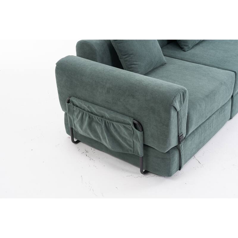 Folding Chaise Longue Sofa Fold Out Loveseat Floor Couch, Convertible Sleeper Sofa Bed Modular Leisure Sofa