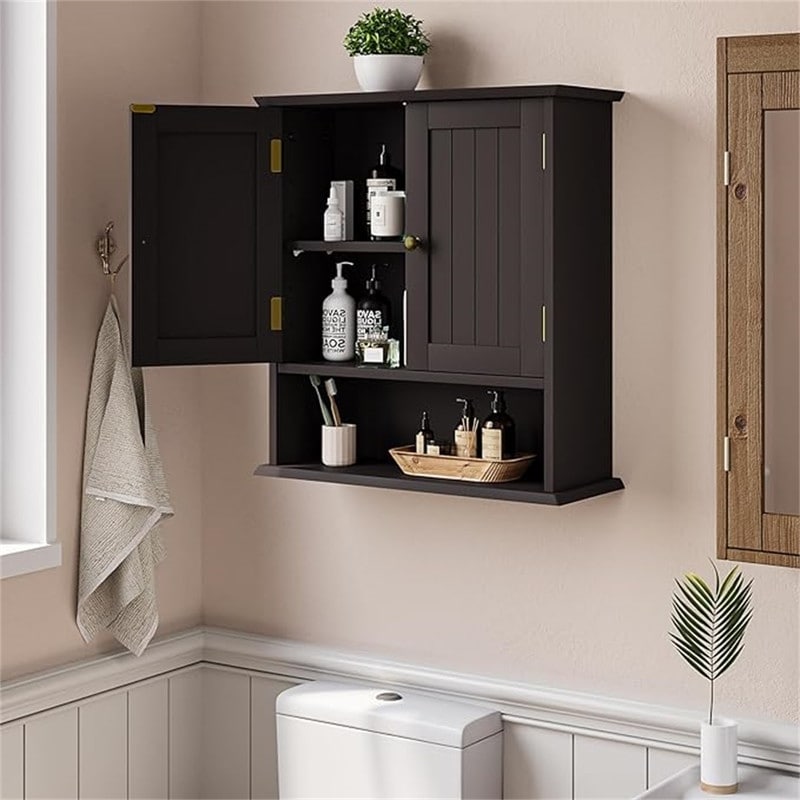 Black bathroom cabinet wall mounted discount