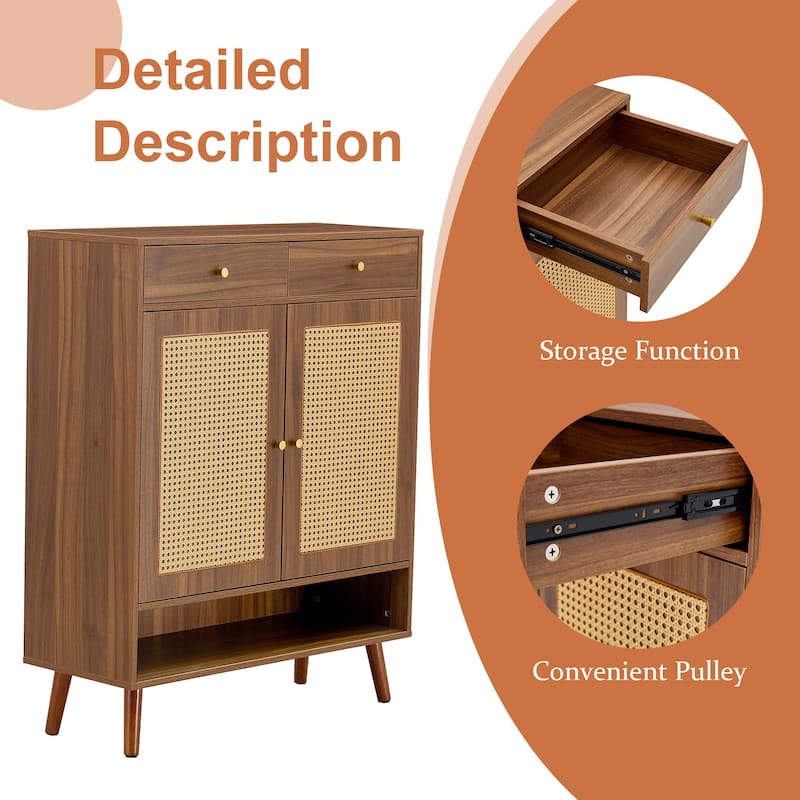 Multi-functional Modern Minimalist Walnut-Colored MDF Shoe Cabinet - Perfectly Blends into Nordic, and Industrial Style Homes
