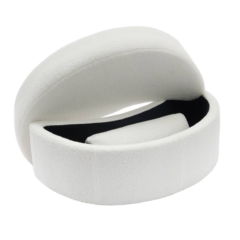 Chenille/Boucle Swivel Barrel Chair with Storage Ottoman