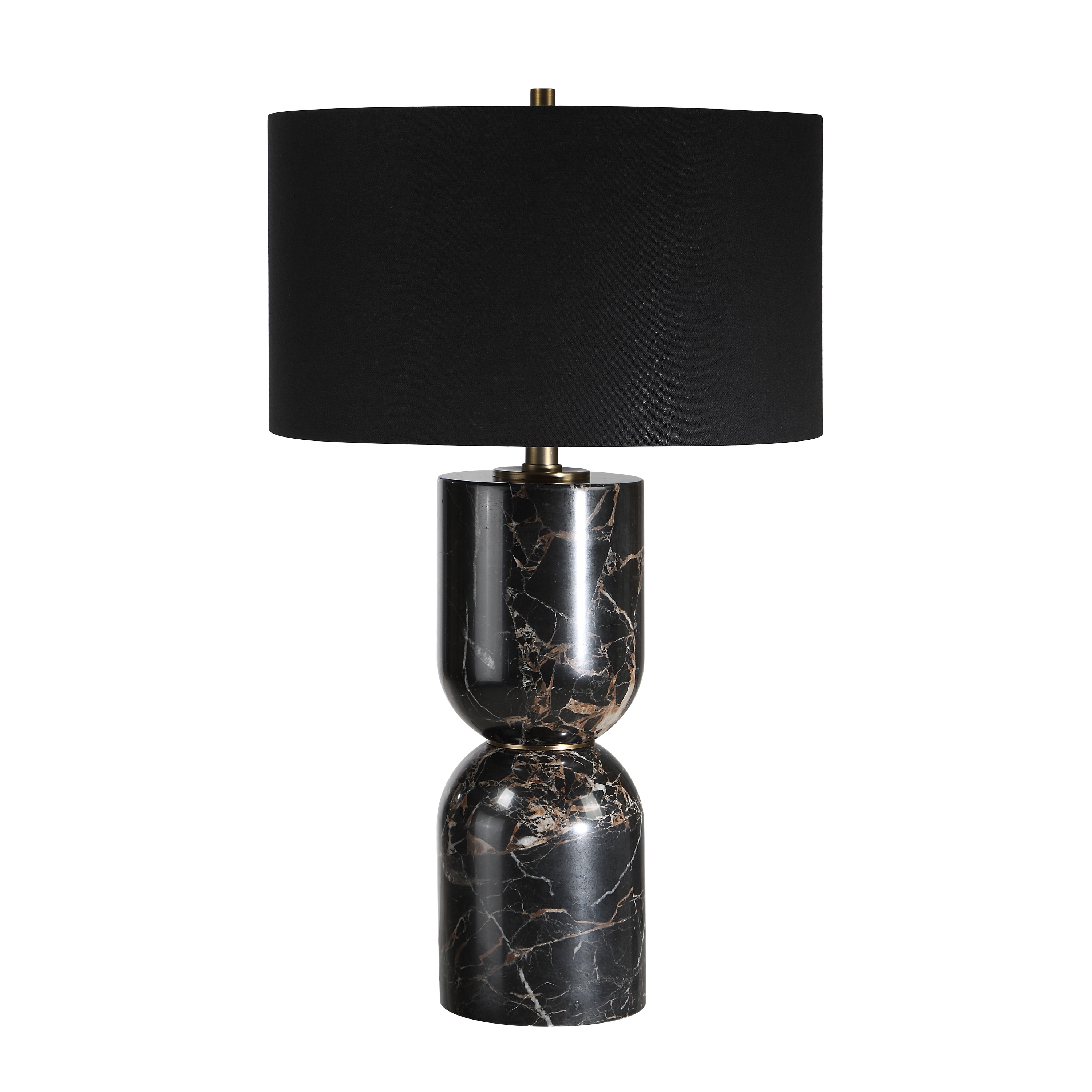 Renwil Enri 27" Tall Black Marble Table Lamp with Drum Linen Shade
