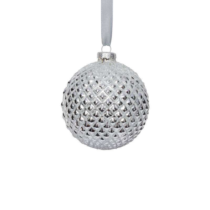 Metallic Matte Glass Ball Christmas Ornaments, Set of 6, 4" - Silver