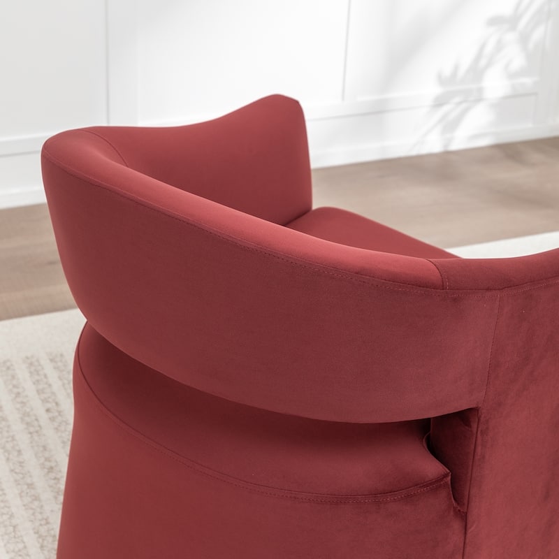 SEYNAR Modern Glam Velvet Accent Armchair Open Back with Ottoman
