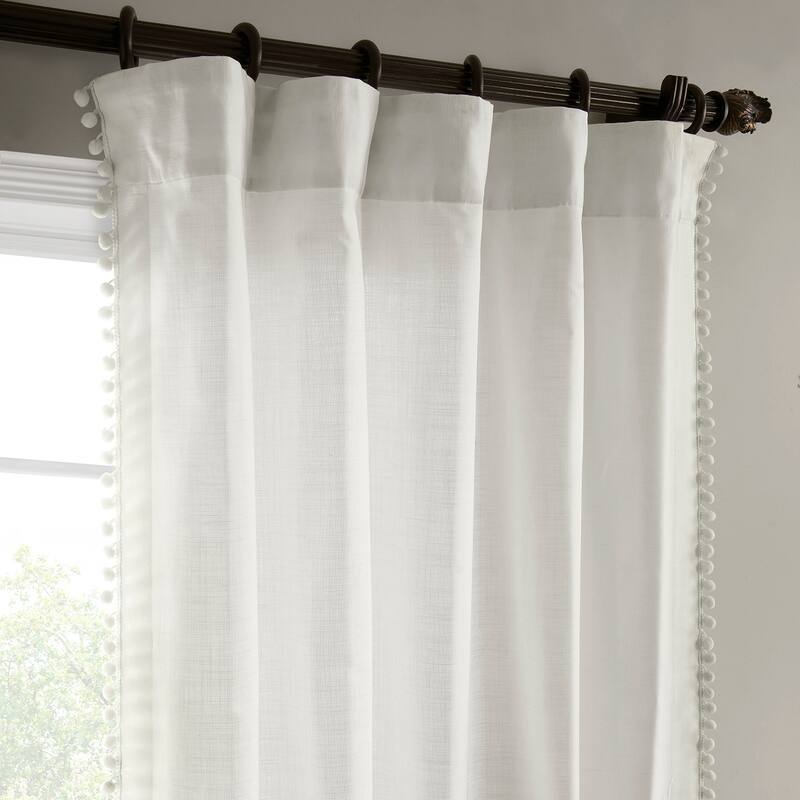 Exclusive Fabrics Bordered Textured Cotton Curtains For Bedroom & Living Room Curtains - Single Panel Drapes