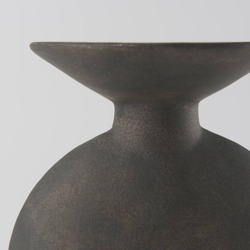 Kaz Earthy Brown Ceramic Vase (11") - 6.7L x 5.5W x 11.2H