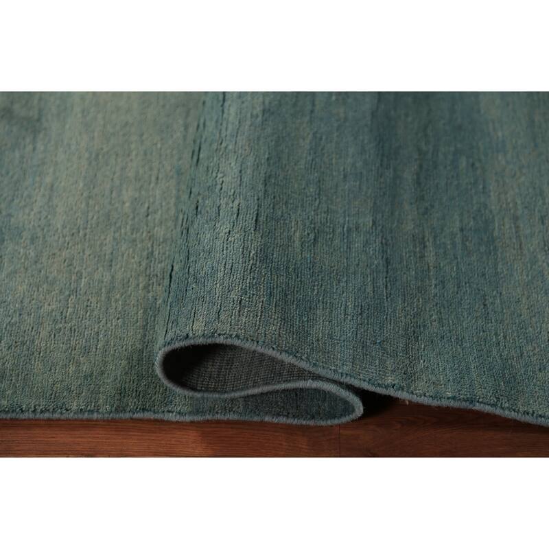 Blue & Green Modern Gabbeh Runner Rug Handmade Wool Carpet - 3'0" x 9'8"